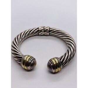 David Yurman Sterling Silver 925 14K 585 Mabe Pearl 6.25"  Bracelet